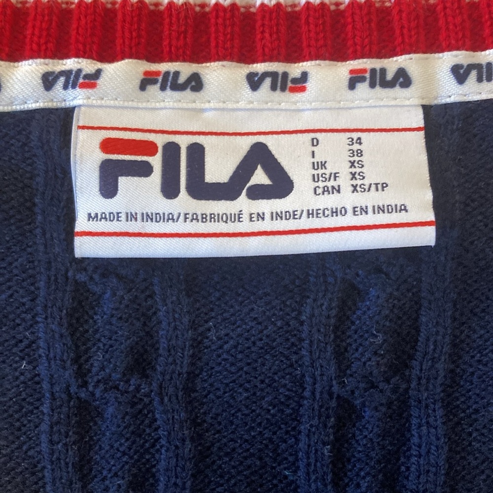 Fila’s Darian Sweater Knit Dress Navy/Red/White XS - Picture 7 of 11